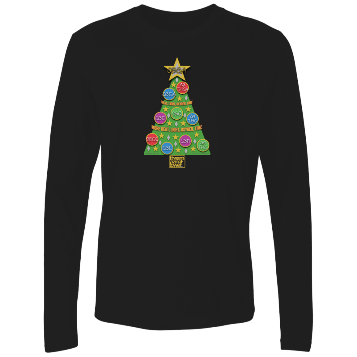 Cannabinoid Holiday Tree Long Sleeve T-shirt - Black