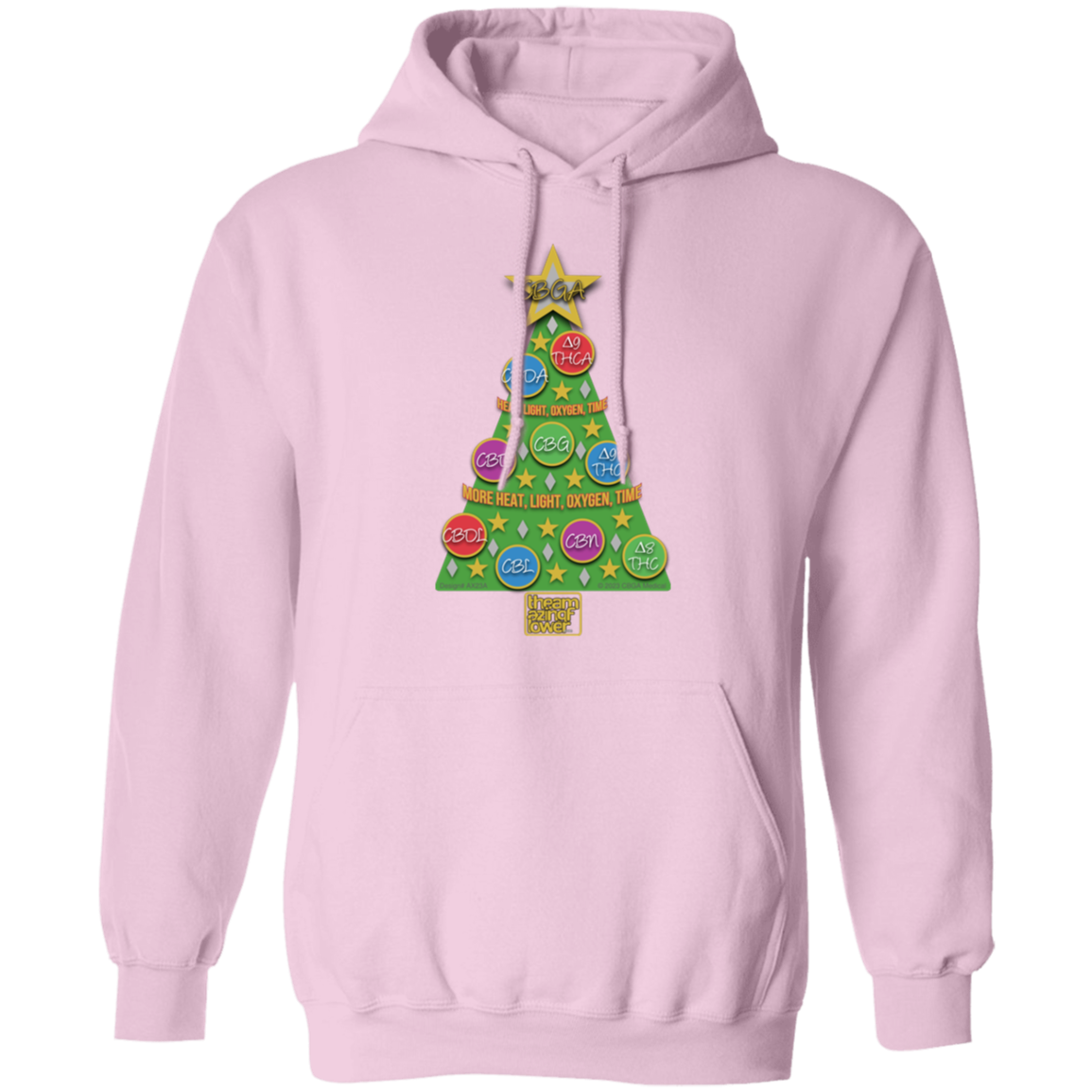 Cannabinoid Holiday Tree Pullover Hoodie - Light Pink