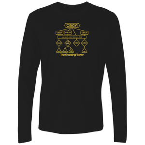 Open image in slideshow, Gold Cannabinoid Family Tree Long Sleeve T-shirt from TheAmazingFlower.com (Black)
