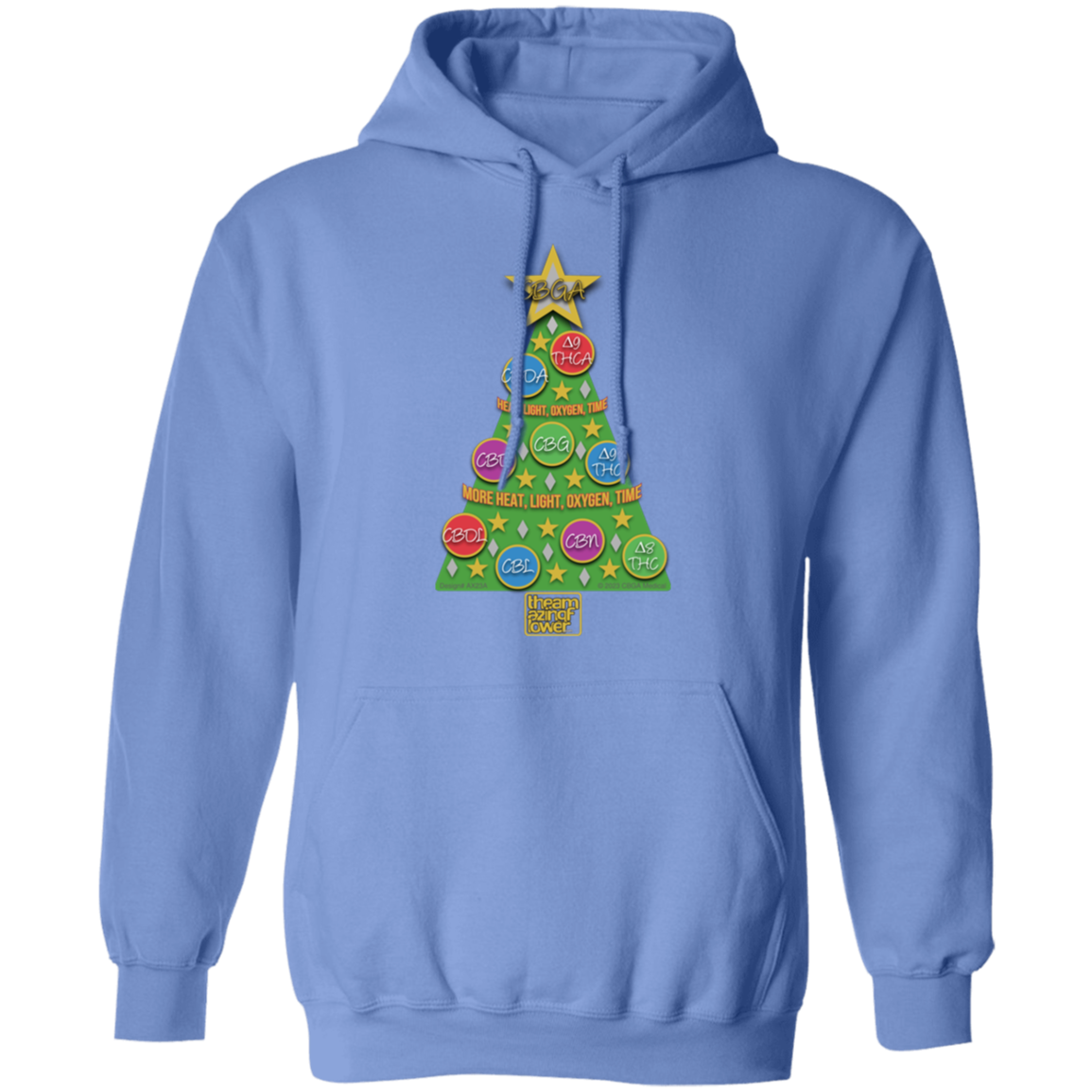 Cannabinoid Holiday Tree Pullover Hoodie - Light Blue
