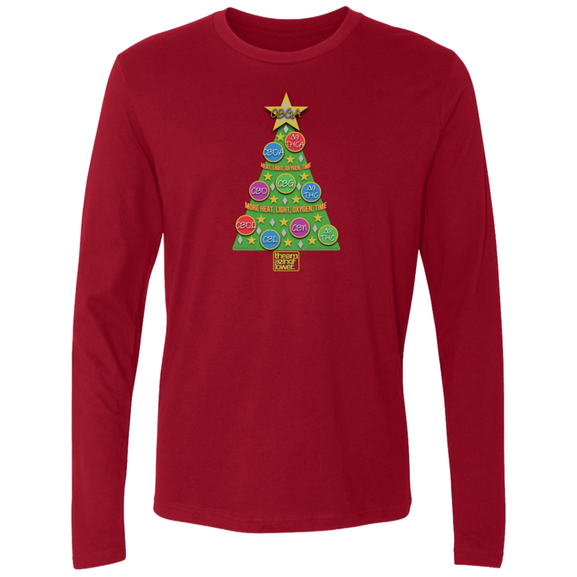 Cannabinoid Holiday Tree Long Sleeve T-shirt - Cardinal Red