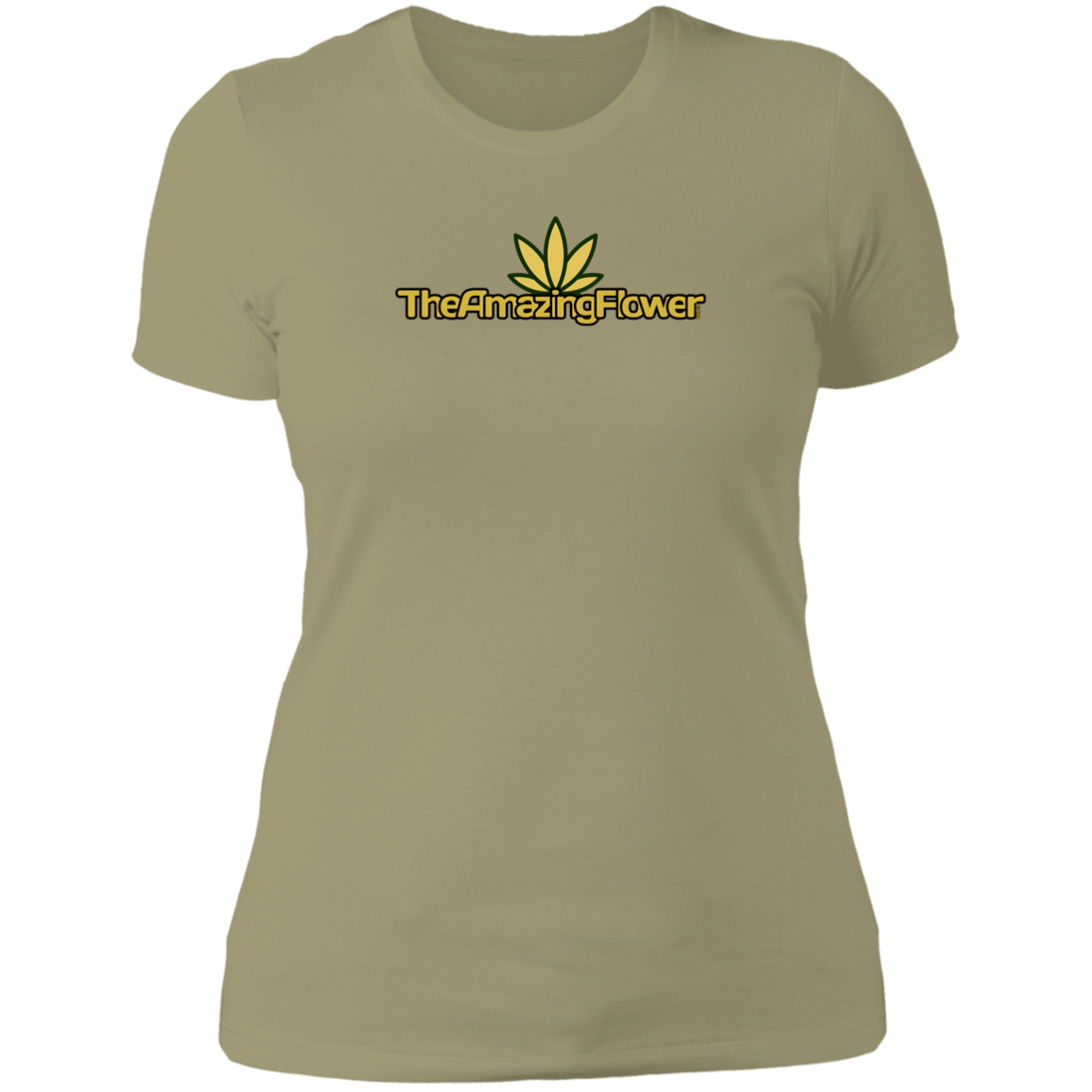 Old Gold Hemp Leaf Logo Women's T-Shirt in light olive