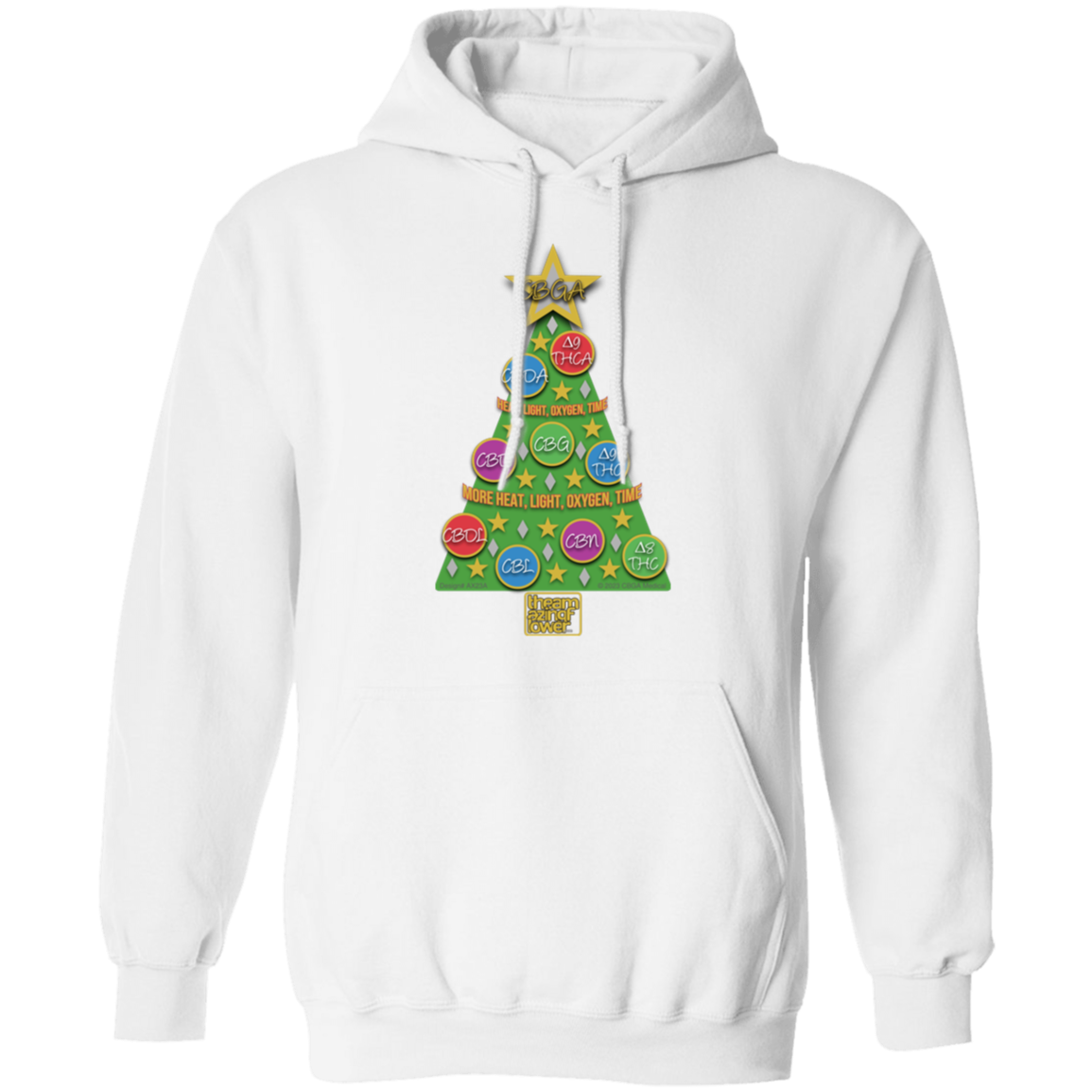Cannabinoid Holiday Tree Pullover Hoodie - White