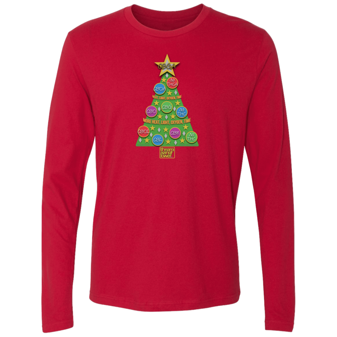 Cannabinoid Holiday Tree Long Sleeve T-shirt - Red