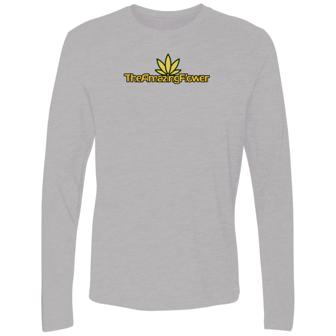 Old Gold Hemp Leaf Logo Long Sleeve T-Shirt in heather grey