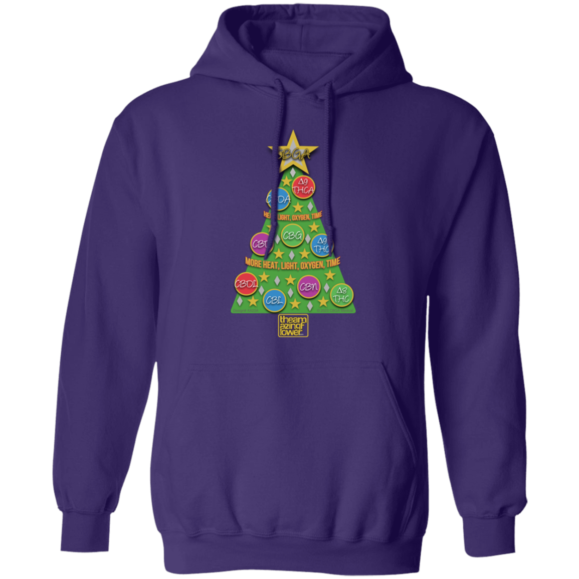 Cannabinoid Holiday Tree Pullover Hoodie - Purple