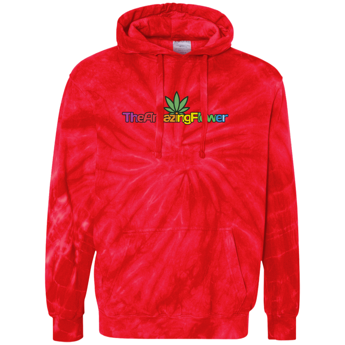 Leaf Logo Tie-Dye Pullover Hoodie from TheAmazingFlower.com (Red)