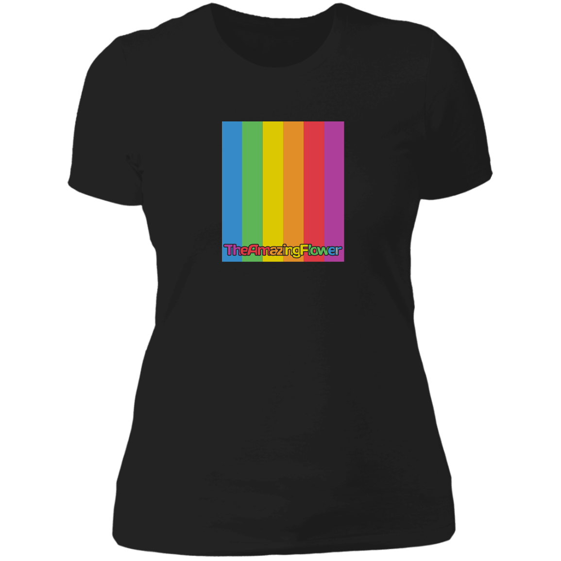 TheAmazingFlower.com Rainbow Logo Women's Black T-Shirt