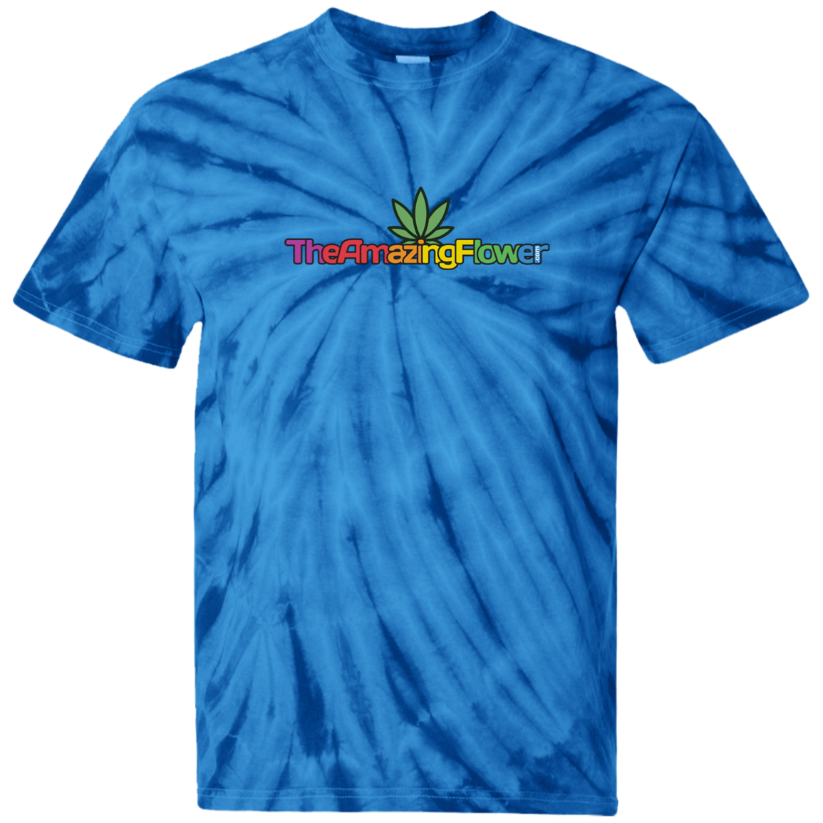 Hemp Leaf Logo Tie-Dye T-Shirt from TheAmazingFlower.com (Blue)