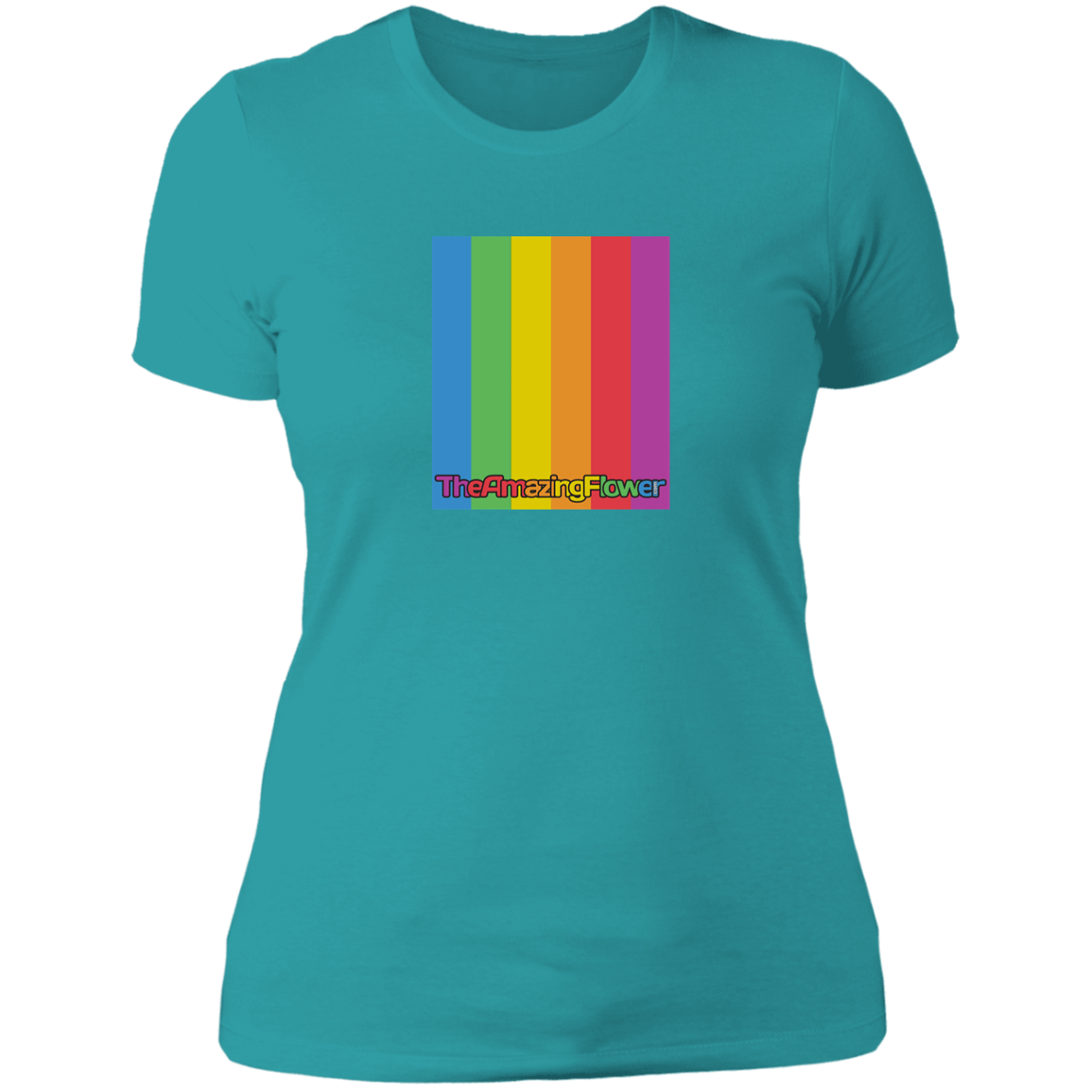 TheAmazingFlower.com Rainbow Logo Women's Tahiti Blue T-Shirt